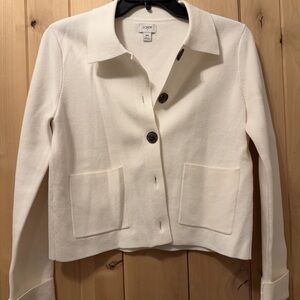J. Crew Cream Button-Up Collared cardigan